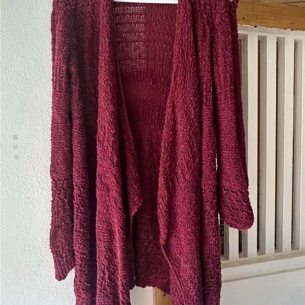 American Eagle Outfitters Deep Red Open Cardigan